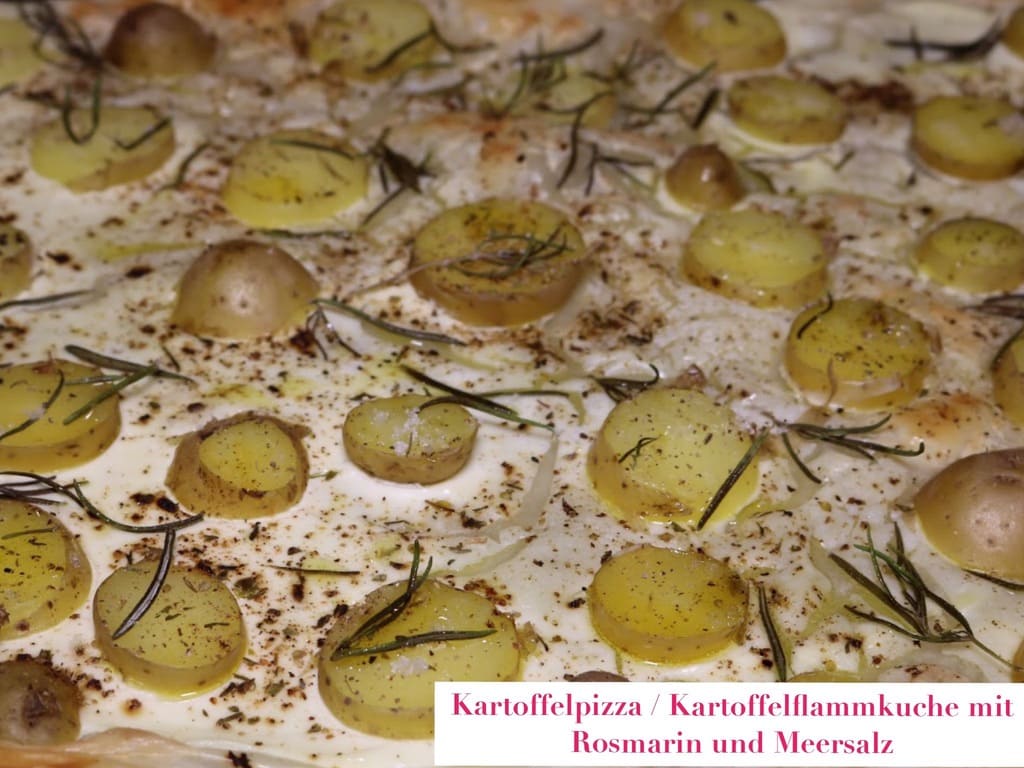 Kartoffelpizza Kartoffelflammkuchen mit Rosmarin und Meersalz